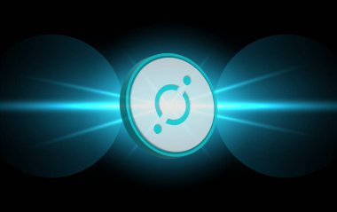 Dijital arkaplanda ikon-iks kripto para birimi resimleri. 3d illüstrasyon.