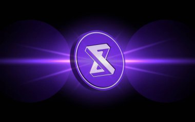 Dijital arkaplanda idex kripto para birimi resimleri. 3d illüstrasyon.