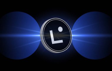 Dijital arkaplanda linea kripto para birimi resmi. 3B çizimler.