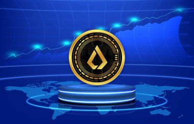 dijital arkaplanda lisk-lsk sanal para birimi resmi. 3d illüstrasyon.