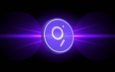 Dijital arkaplandaki grafik-grt kripto para birimi resimleri. 3d illüstrasyon.