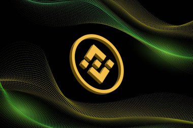dijital arkaplanda binance-bnb sanal para birimi resmi. 3d illüstrasyon.