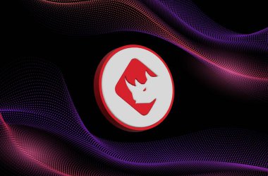 Dijital arkaplanda binaryx-bnx para logosu resimleri. 3d illüstrasyon.