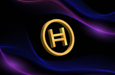 Dijital arkaplanda hedera hashgraph-hbar şifreli para birimi resimleri. 3d illüstrasyon.