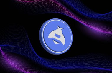 dijital arkaplanda hivemapper-honey şifreleme logo resimleri. 3d illüstrasyon.