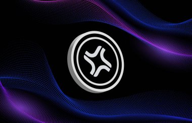 Dijital arkaplanda Jito-jto kripto para birimi resimleri. 3d illüstrasyon.