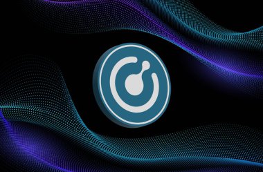 Dijital arkaplanda komodo-kmd şifreli para birimi resimleri. 3d illüstrasyon.