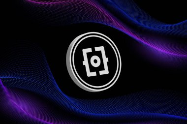 Dijital arkaplanda Ordi kripto para biriminin görüntüleri. 3d illüstrasyon.