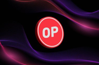 Dijital arka planda iyimser-op kripto para birimi görüntüleri. 3d illüstrasyon.