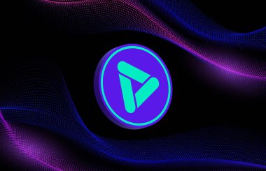 Dijital arkaplanda playdapp-pla sanal para birimi resmi. 3d illüstrasyon.