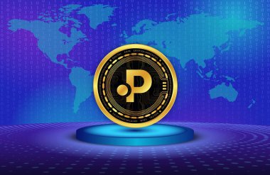 polkastarter-pols virtual currency images on digital background. 3d illustrations. clipart