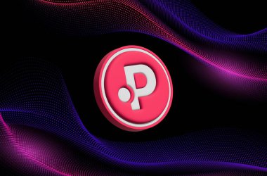 Polkastarter-pols dijital arkaplanda sanal para birimi görüntüleri. 3d illüstrasyon.