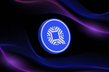 Dijital arkaplanda qtum şifreleme resimleri. 3d illüstrasyon.