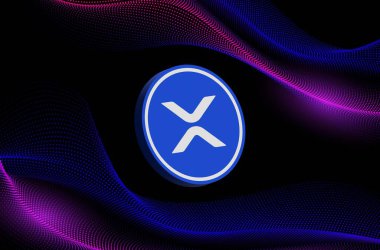 Dijital arkaplanda dalgalı-xpr sanal para birimi resimleri. 3d illüstrasyon.