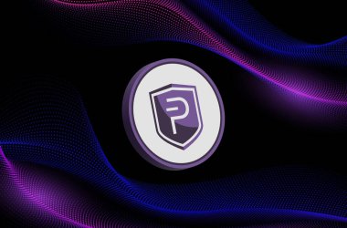 Dijital arkaplanda Pivx kripto para birimi resimleri. 3d illüstrasyon.