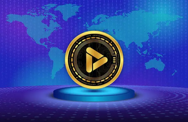 stock image playdapp-pla virtual currency image in the digital background. 3d illustrations.