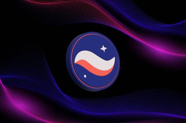 Dijital arkaplanda starknet-strk şifreli para birimi logosu resmi. 3d illüstrasyon.