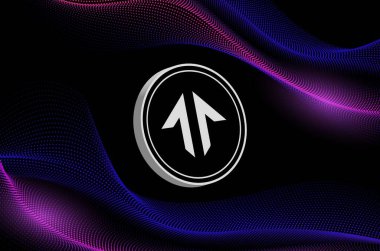 Dijital arkaplanda tensör-tnsr kripto para birimi resimleri. 3d illüstrasyon.