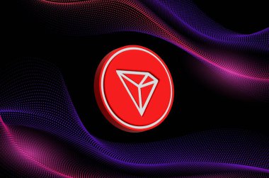 Dijital arkaplanda tron-trx kripto para birimi görüntüleri. 3d illüstrasyon.