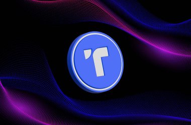 Dijital arkaplanda gerçek usd-tusd sanal para birimi resimleri. 3d illüstrasyon.