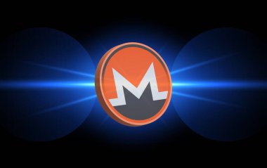 Monero-x. Bay Şifreleme 'nin dijital arka plandaki görüntüleri. 3d illüstrasyon.