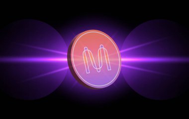 Dijital bir arka planda mina coin sanal para birimi görüntüsü. 3d illüstrasyon.