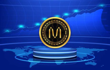 Dijital bir arka planda mina coin sanal para birimi görüntüsü. 3d illüstrasyon.