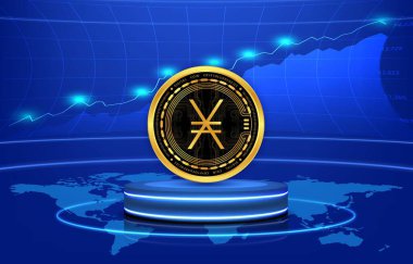 Images of nano-xno virtual currency on digital background. 3d illustrations. clipart