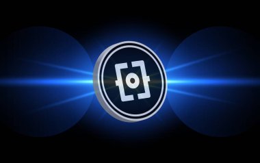 Dijital arkaplanda Ordi kripto para biriminin görüntüleri. 3d illüstrasyon.