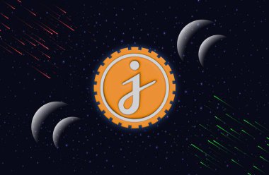 jascoin-jasmy şifreleme resimleri dijital arkaplanda. 3d illüstrasyon.