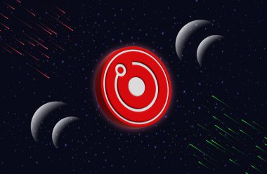 Dijital arkaplanda token-rndr kripto para birimi resimleri oluştur. 3d illüstrasyon.