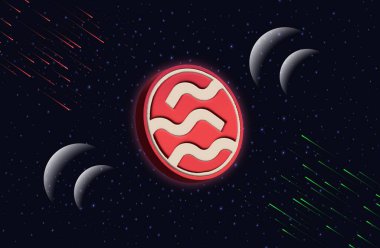 Dijital arkaplanda sei şifreli para birimi logoları var. 3d illüstrasyon.
