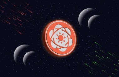 Dijital arkaplanda solar-sxp sanal para birimi resimleri. 3d illüstrasyon.