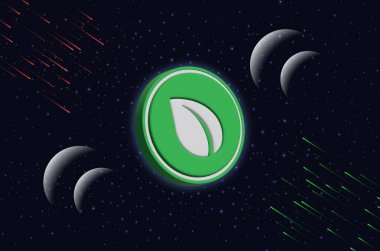 Dijital arkaplanda Peercoin-ppc şifreli para birimi resimleri. 3d illüstrasyon.