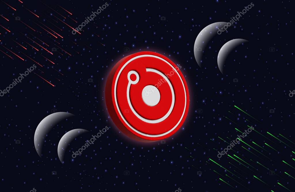 Render token-rndr cryptocurrency images on digital background. 3d illustrations.