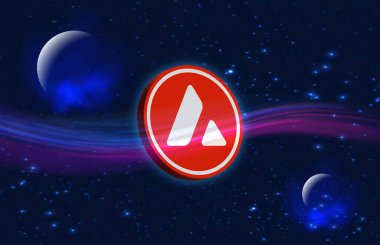 Dijital arkaplanda çığ-avax sanal para birimi görüntüsü. 3d illüstrasyon.