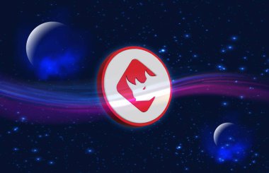 Dijital arkaplanda binaryx-bnx para logosu resimleri. 3d illüstrasyon.