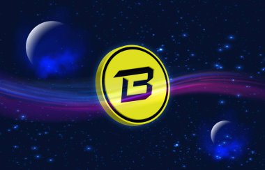 dijital arkaplandaki sanal para birimi resimlerini patlat. 3d illüstrasyon.