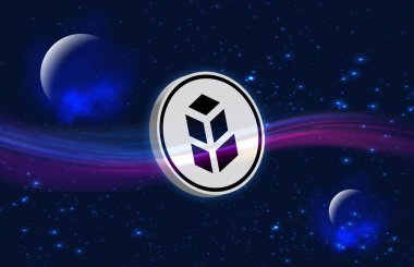 Sayısal arkaplanda bancor-bnt sanal para birimi resmi. 3d illüstrasyon.