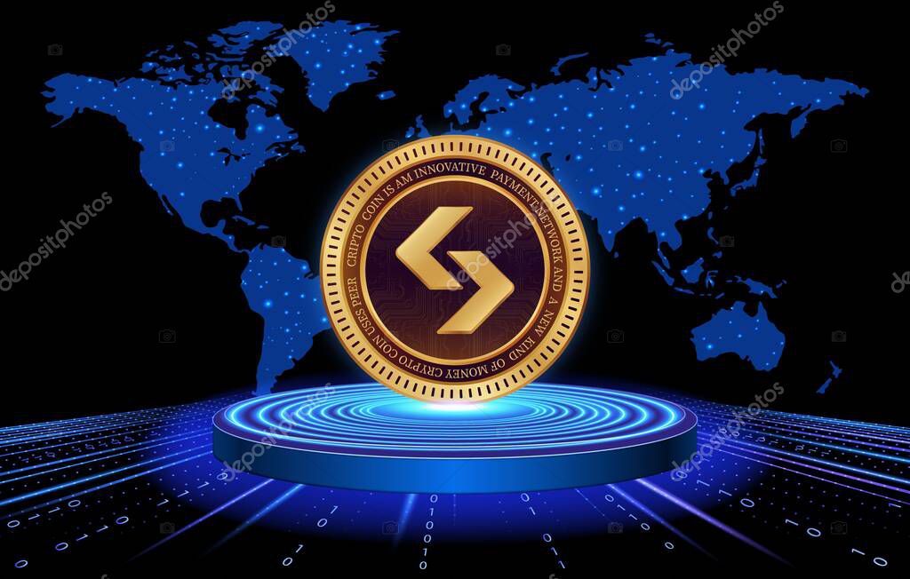 Bitget token-bgb cryptocurrency logos on digital background. 3d illustrations.