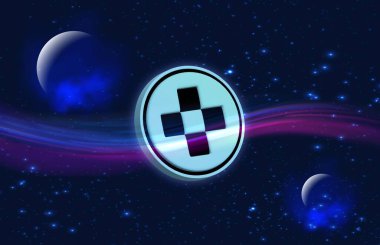 Dijital arkaplandaki yonca finans logosu görüntüleri. 3d illüstrasyon.