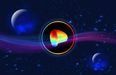 Dijital arkaplanda dao-crv şifreli para birimi logolarının görüntüleri. 3d illüstrasyon.