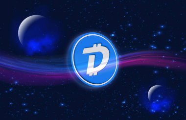 Digibyte-dgb dijital arkaplanda sanal para birimi resmi. 3d illüstrasyon.