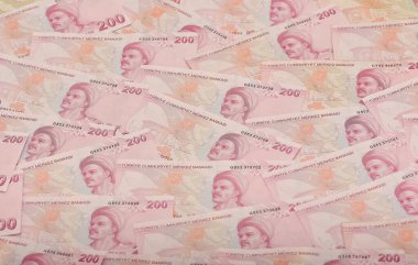 photos of various banknotes. 200 turkish lira photos. clipart