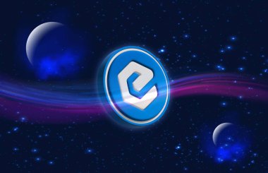 Dijital arkaplanda ecash-xec sanal para birimi resmi. 3B çizimler.