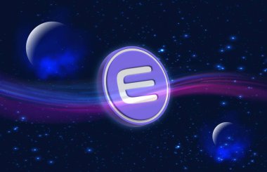 enjin-enj sanal para biriminin dijital arkaplan resmi. 3d illüstrasyon.