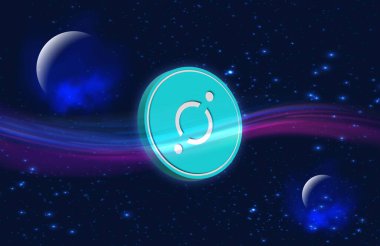 Dijital arkaplanda ikon-iks kripto para birimi resimleri. 3d illüstrasyon.