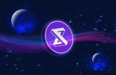 Dijital arkaplanda idex kripto para birimi resimleri. 3d illüstrasyon.