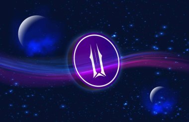 Dijital arkaplanda ilyum-ilv şifreleme logosu çizimleri. 3B çizimler.