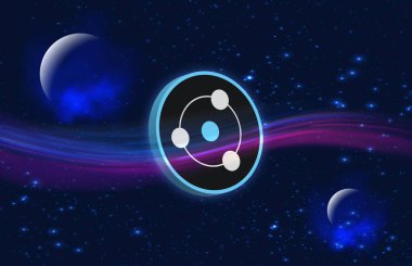 Dijital arkaplanda iyon kripto resmi var. 3d illüstrasyon.